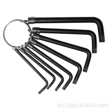 8pcs Black &quot;Tamper Torx&quot; Spanners Hex Key Llave Set anillo con un anillo